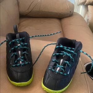 Kids Black and Green Nike Shoes